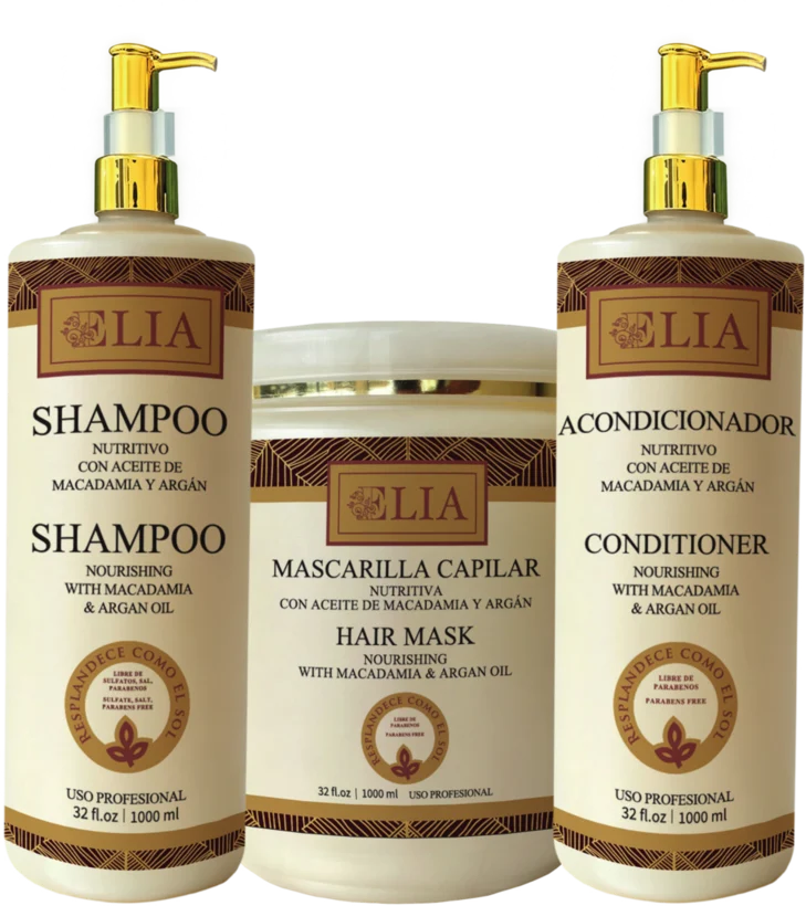 Shampoo, mascarilla capilar y acondicionador de macadamia y argán